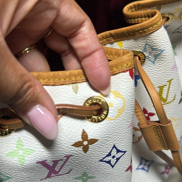 Authentic Louis Vuitton Multicolor Petit Noe Bucket Style White Monogram Rainbow - Picture 11 of 17